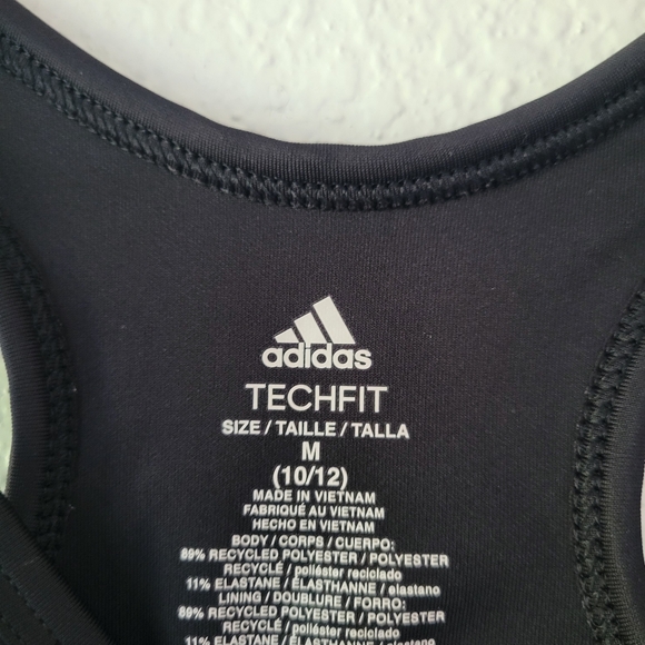 Adidas Girl's Black Techfit Racerback Sports Bra Size M (10/12) | Athletic - Picture 2 of 4